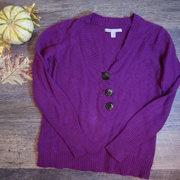 Old Navy Jeweled Purple V-Neck Sweater Medium - Picture 6 of 9